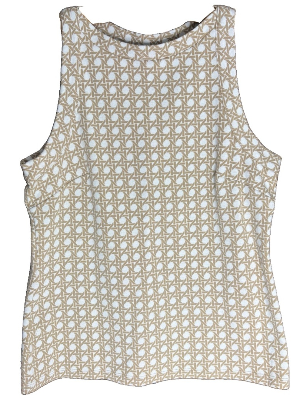 Ann Taylor Tan Printed Sleeveless Career Tank Top